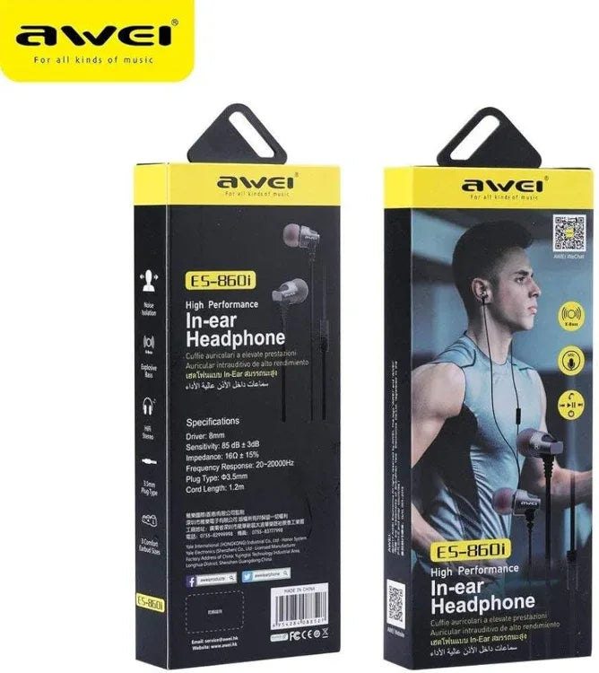 Awei es-860i wired 3.5mm jack in-ear earphone - Prozone
