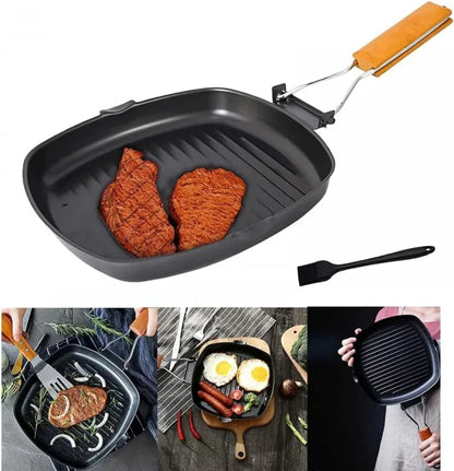 Non stick frying pan folding wooden handle - Prozone