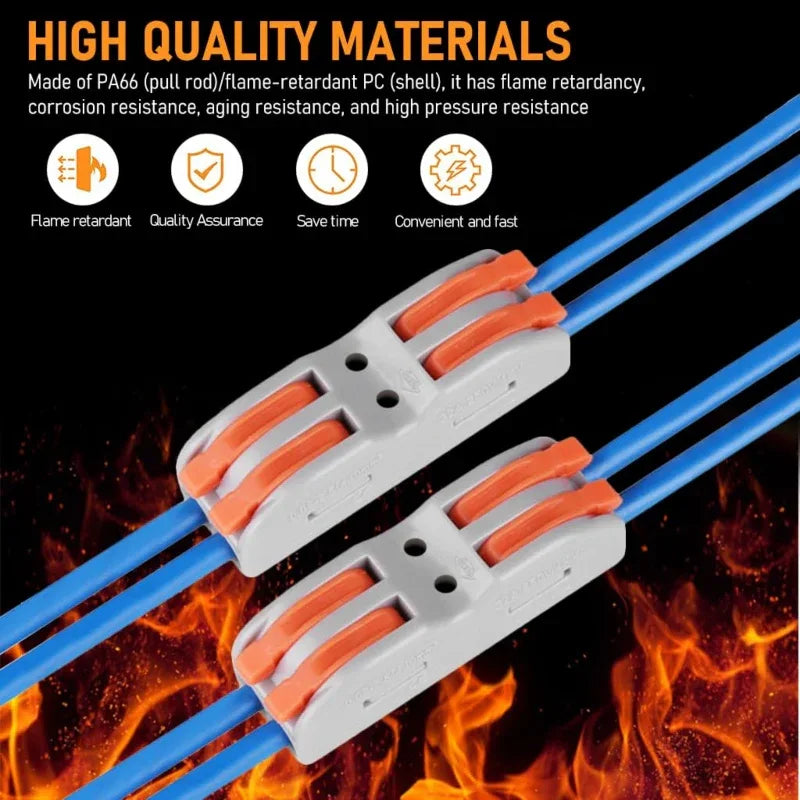 Wire connector with spring lock lever for 2 wire line - Prozone
