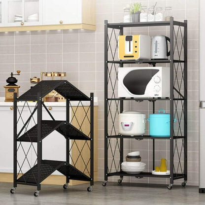 Metal wire 5layer foldable floor standing storage rack - Prozone