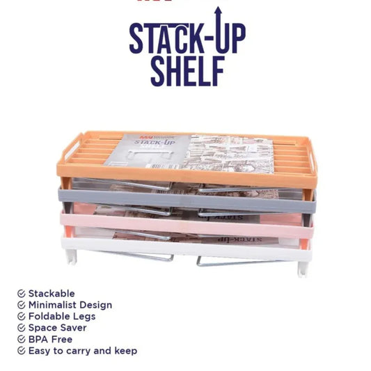 Pack Of 2 Stack Up Shelf Space Saver Plastic Racks - Prozone