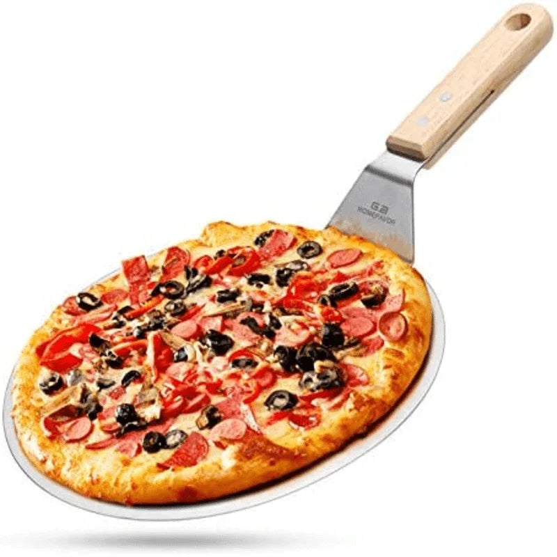 Stainless steel pizza pan spatula with wood handle - Prozone