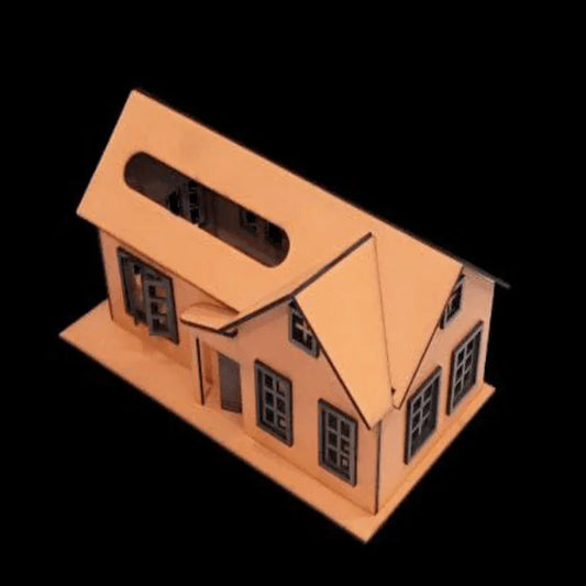 Wooden tissue box house shape unique design - Prozone