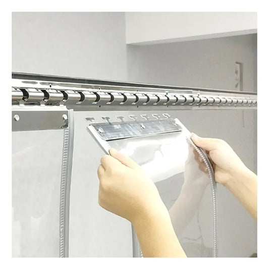 2 PCs AC Cooling Door Curtain, (1 Meter*2 Meter)Air Tight Cooling Proof, Windproof, sound proof, dustproof, Magnetic Self-Adhesive PVC Transparent Soft Curtain - Prozone