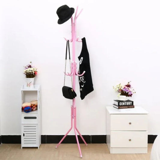 Stainless steel clothes and handbag rack-pink - Prozone