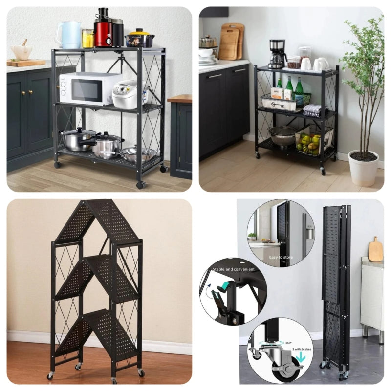Metal wire 5layer foldable floor standing storage rack - Prozone