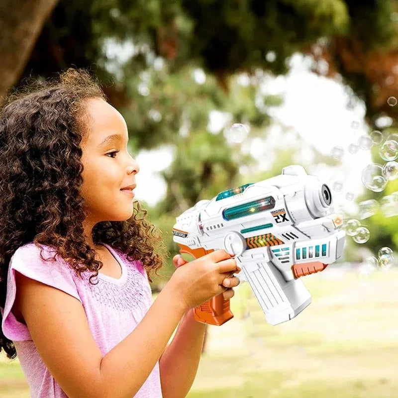 Battery operated bubble gun with light sounds. - Prozone