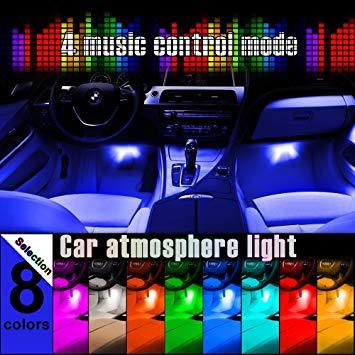 4-piece 8 color led interior lighting kit for car-ir control - Prozone