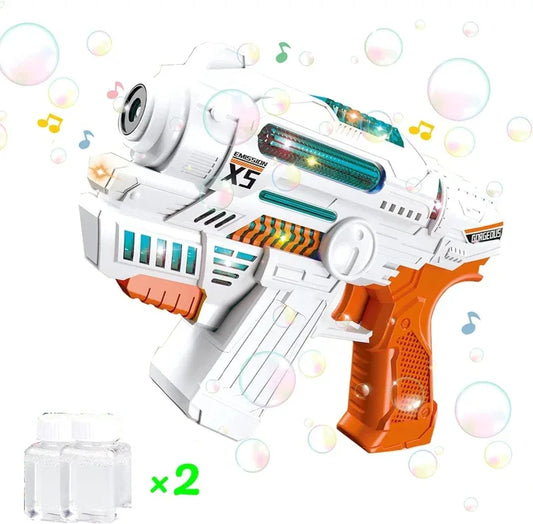 Battery operated bubble gun with light sounds. - Prozone
