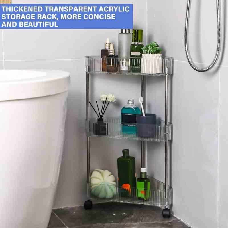 3 Tier Clear Acrylic Corner Bathroom Organizer - Prozone
