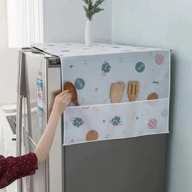 Refrigerator printed fridge cover with 6 pockets organizer - Prozone
