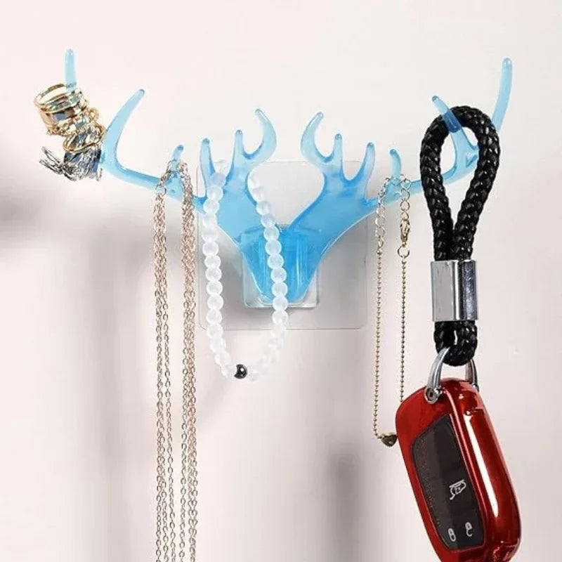 Deer head horn shaped key holder sticker wall - Prozone