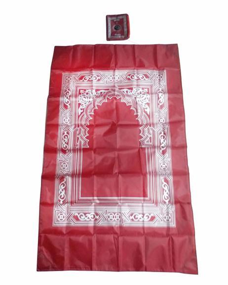 Pocket prayer matt with qibla finder - red - Prozone