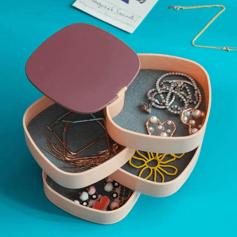 360 degree round rotating jewelry storage box - Prozone