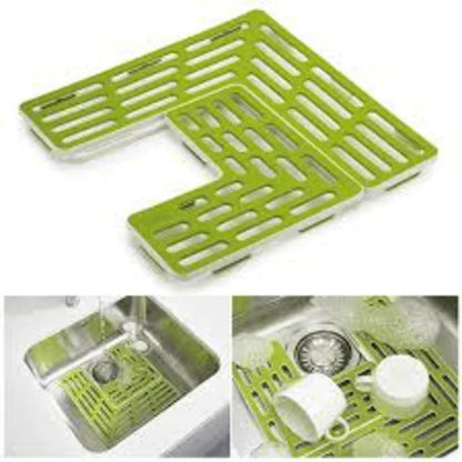 Plastic drain shelf for sink and kitchen table top - green - Prozone