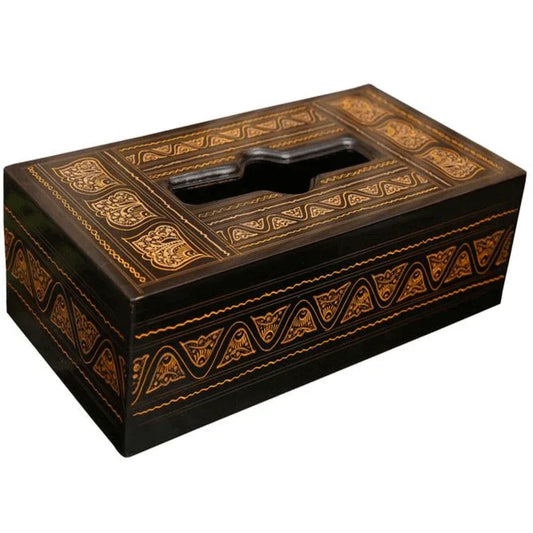 Tissue box golden laquer work - Prozone