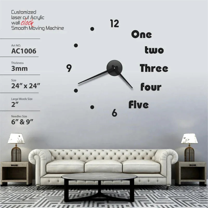 3d acrylic wall clock home decoration number and alphabetic - Prozone