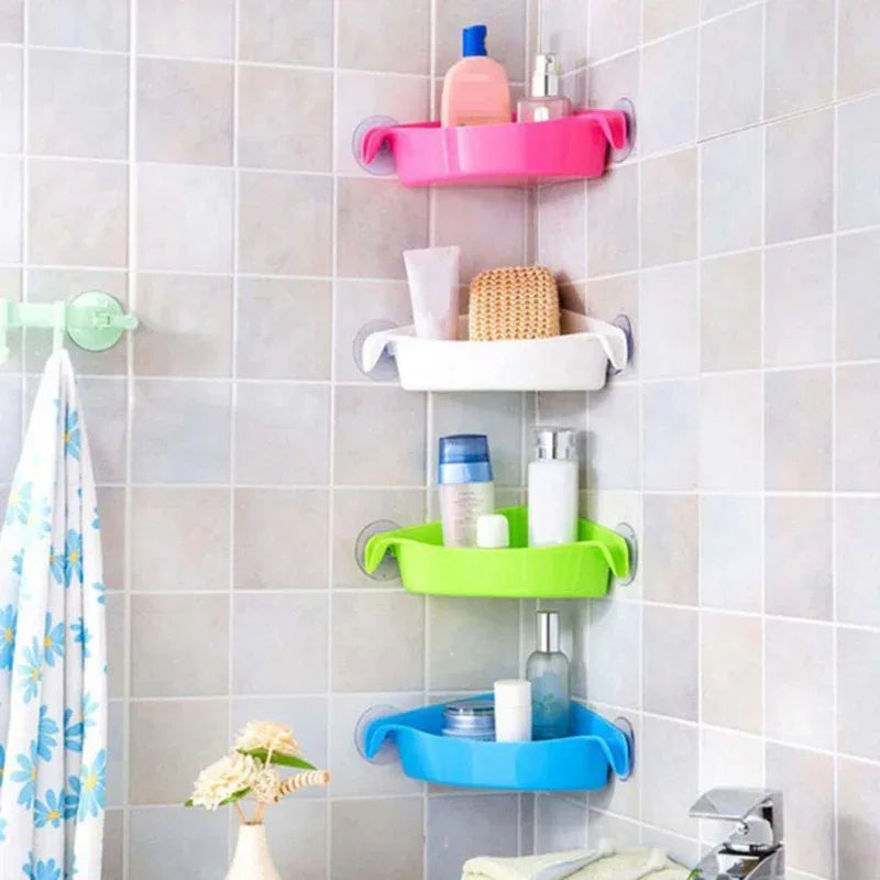 Triangle bath & kitchen corner storage shelf with suction cup 2pc - Prozone