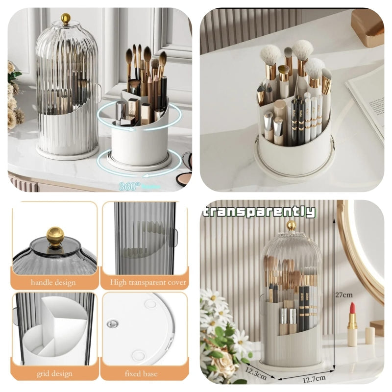 360 Rotating Clear Dustproof Makeup Brushes Organizer - Prozone