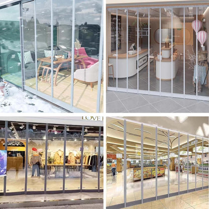 2 PCs AC Cooling Door Curtain, (1 Meter*2 Meter)Air Tight Cooling Proof, Windproof, sound proof, dustproof, Magnetic Self-Adhesive PVC Transparent Soft Curtain