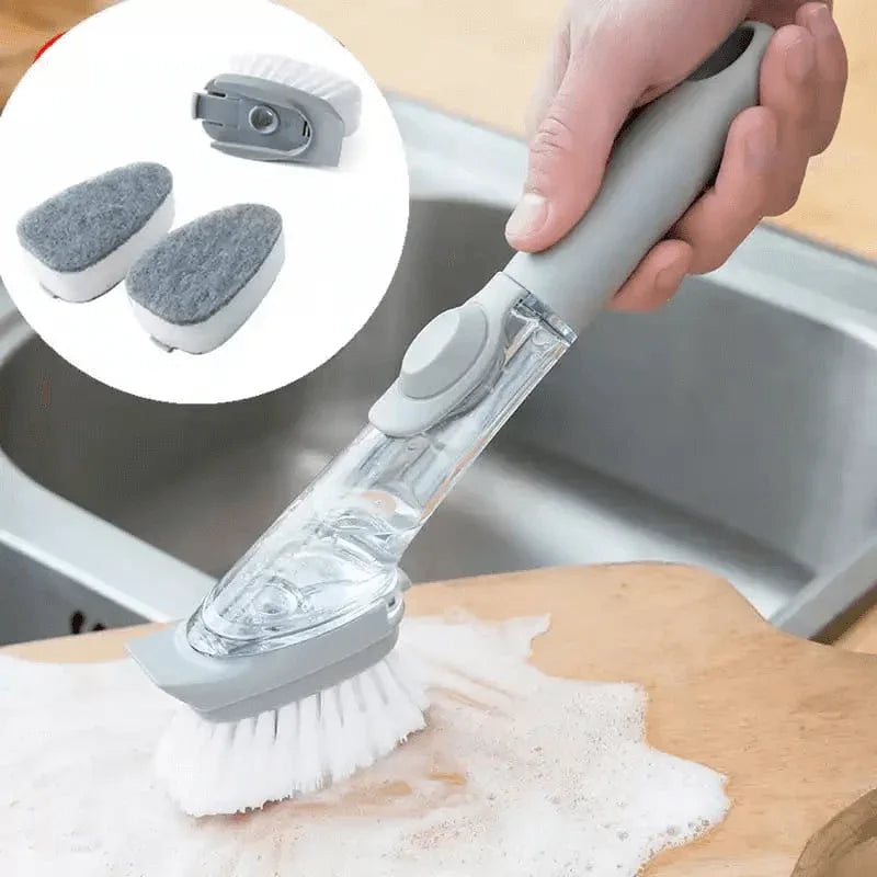 Long-handled detachable liquid washing dishes brush - grey - Prozone
