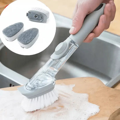 Long-handled detachable liquid washing dishes brush - grey - Prozone