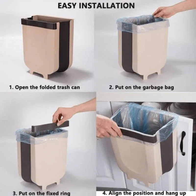 Wall mounted folding hanging trash can - Prozone