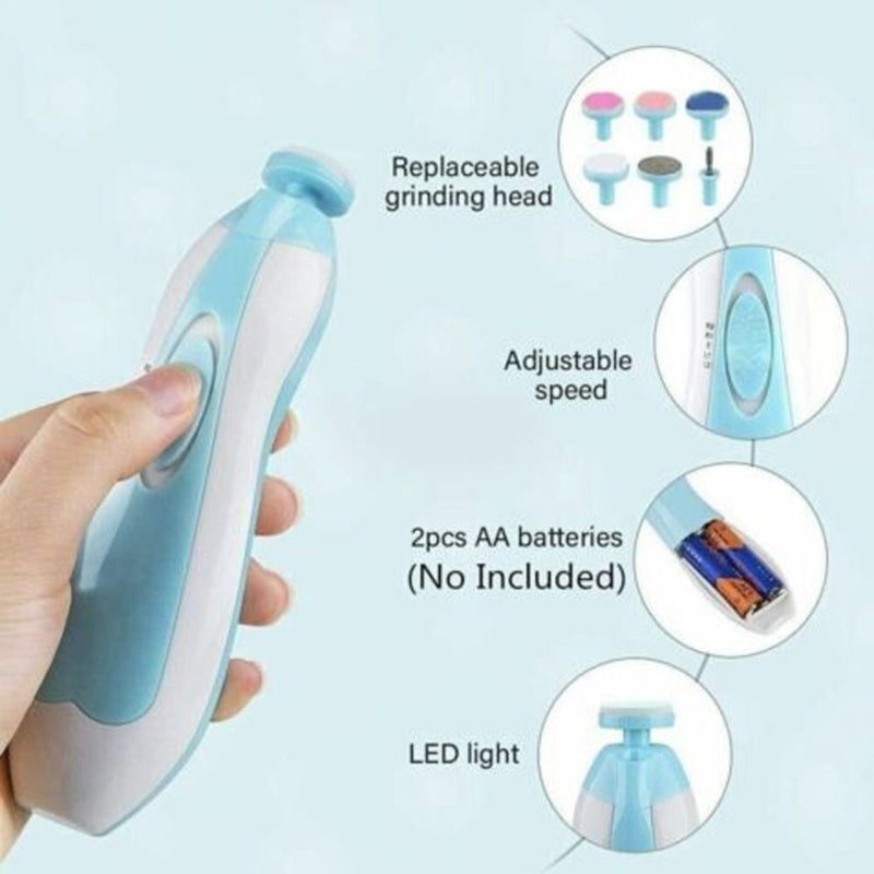 Electric baby nail trimmer with 6 grinding heads - Prozone