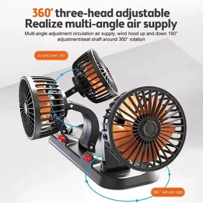 Portable 360°Rotating Three Heads Car Cooling Fans - Prozone