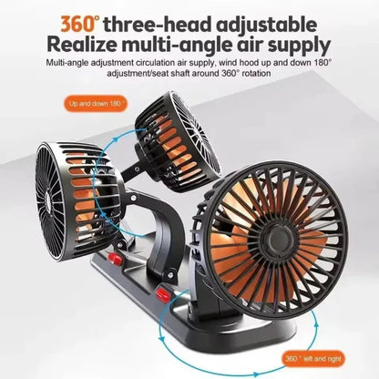 Portable 360°Rotating Three Heads Car Cooling Fans - Prozone