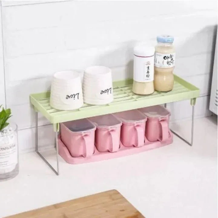 Pack Of 2 Stack Up Shelf Space Saver Plastic Racks - Prozone
