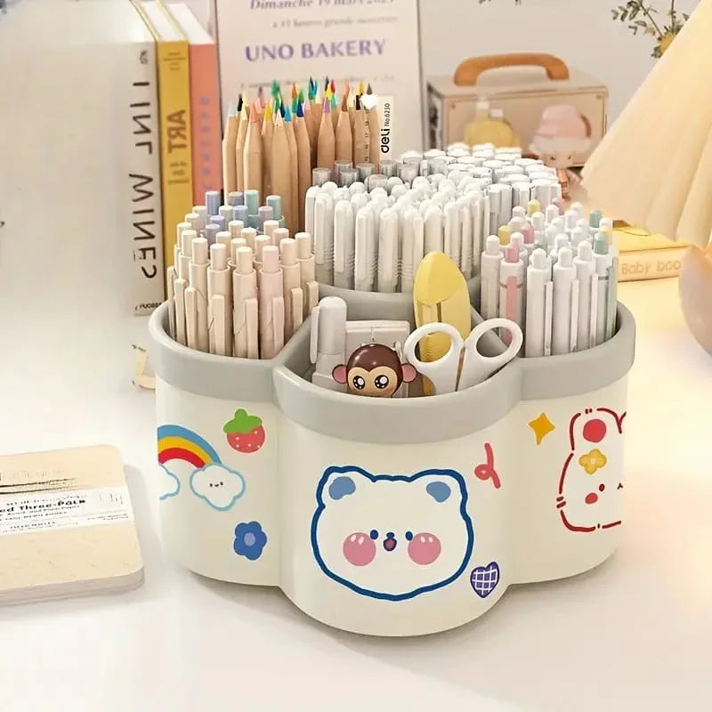 6 Grid Multi Functional Cute Plum Blossom Shaped Pen Holder - Prozone