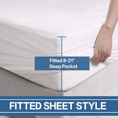 100% Waterproof Mattress Protector with Cotton Terry Top and Deep Pocket Fit up to 18" - Prozone