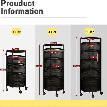 4 layer rotating round kitchen storage trolley - Prozone