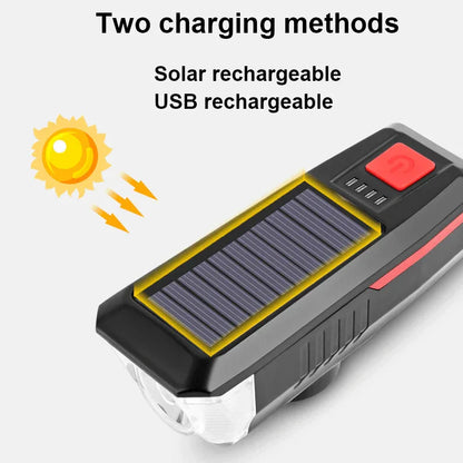 Waterproof rechargeable solar power bicycle led headlights - Prozone