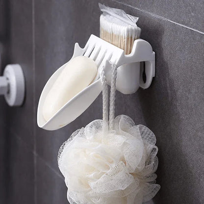 2 pcs set wall mounted soap dish holder with towel hooks - Prozone