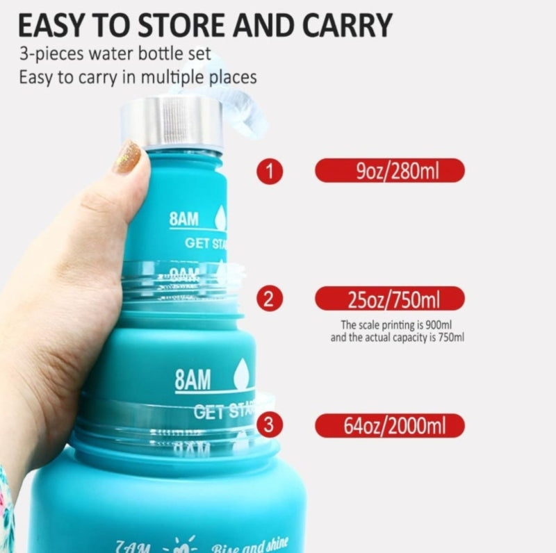 3pcs gradient plastic sports water bottle - Prozone