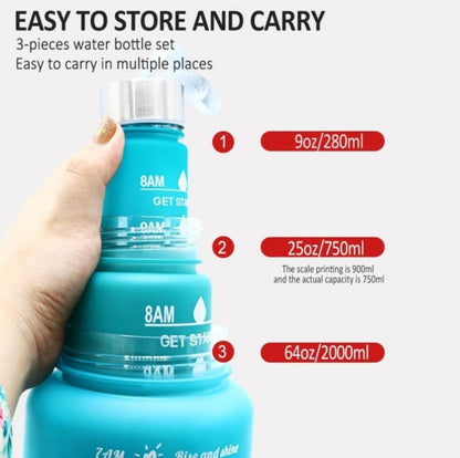 3pcs gradient plastic sports water bottle - Prozone