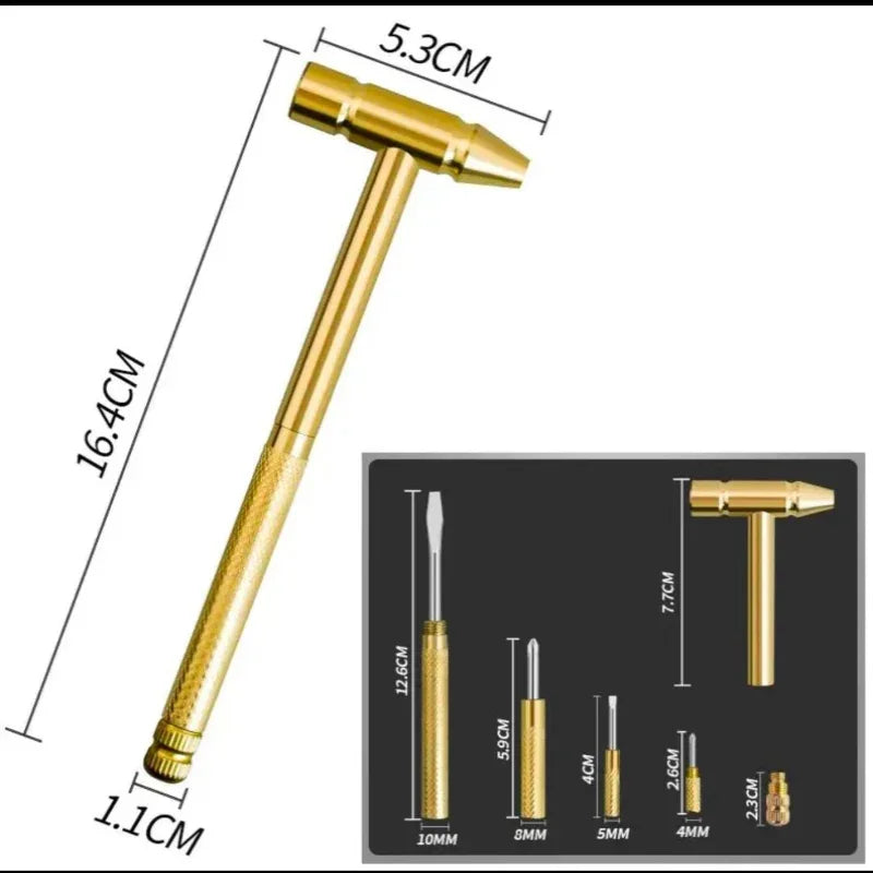 6 In 1 Mini Round Copper Hammer Screw Driver - Prozone
