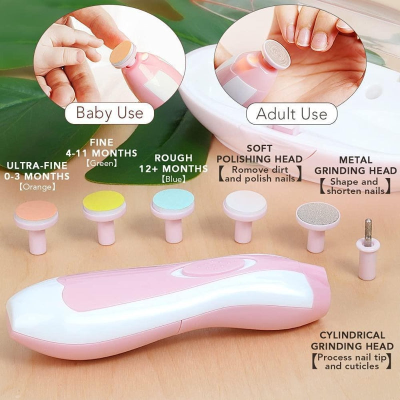 Electric baby nail trimmer with 6 grinding heads - Prozone