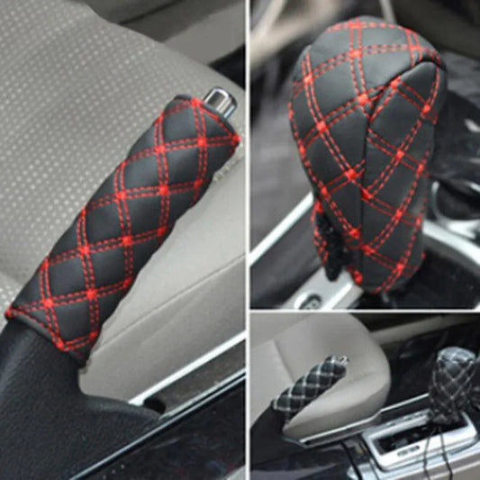 Faux leather hand brake shift knob cover gear case - Prozone