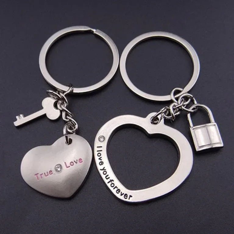 1 pair new love heart lock key chain ring key ring ats-0165 - Prozone