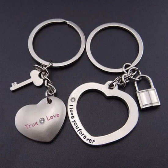 1 pair new love heart lock key chain ring key ring ats-0165 - Prozone
