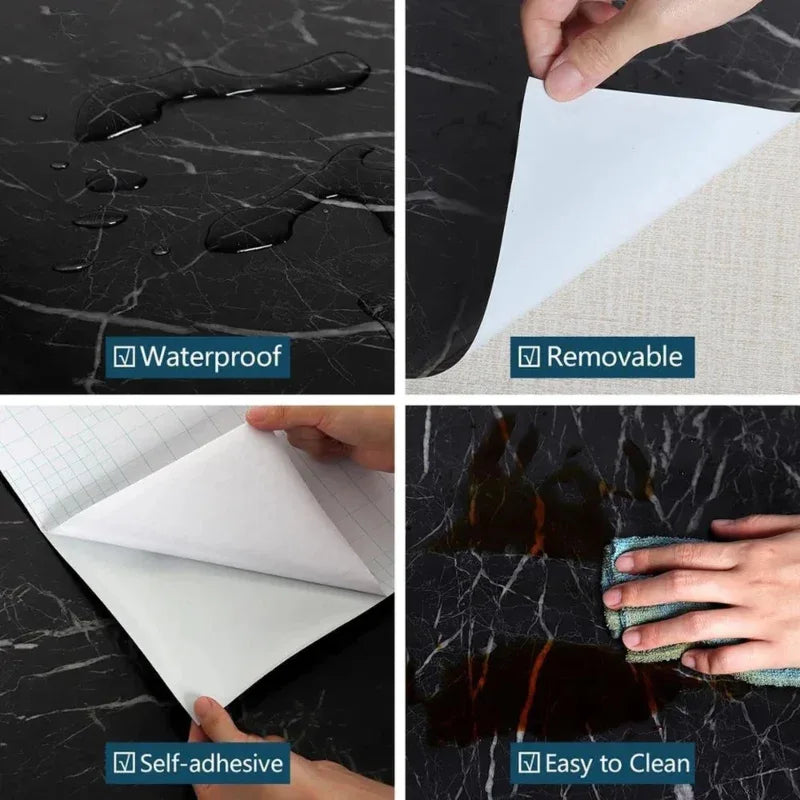 Self adhesive furniture sticker (black marble) - Prozone