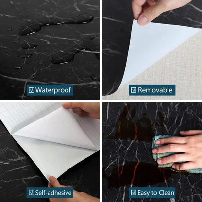 Self adhesive furniture sticker (black marble) - Prozone