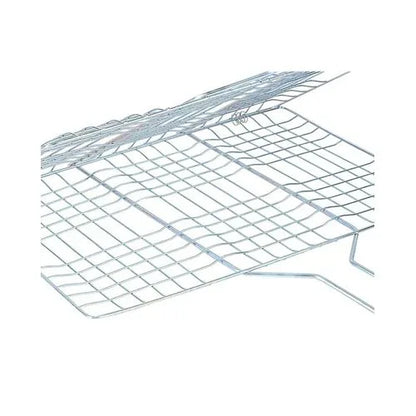 Chrome plated barbecue grill net basket + wood handle medium - Prozone