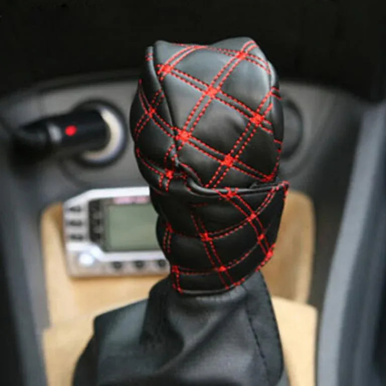 Faux Leather Hand Brake Shift Knob Cover Gear Case Car Interior Decor - Prozone