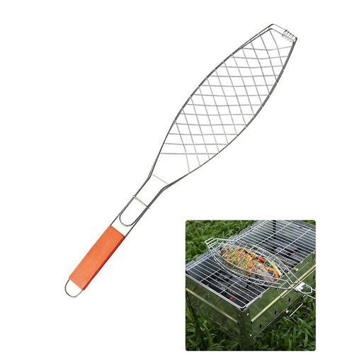 Fish grill basket + outdoor barbecue grill clip +wood handle - Prozone