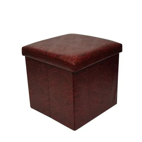 Folding storage ottoman foot rest & stool - maroon - Prozone