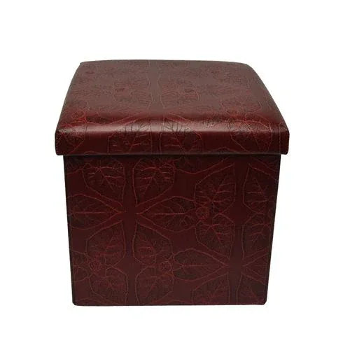 Folding storage ottoman foot rest & stool - maroon - Prozone